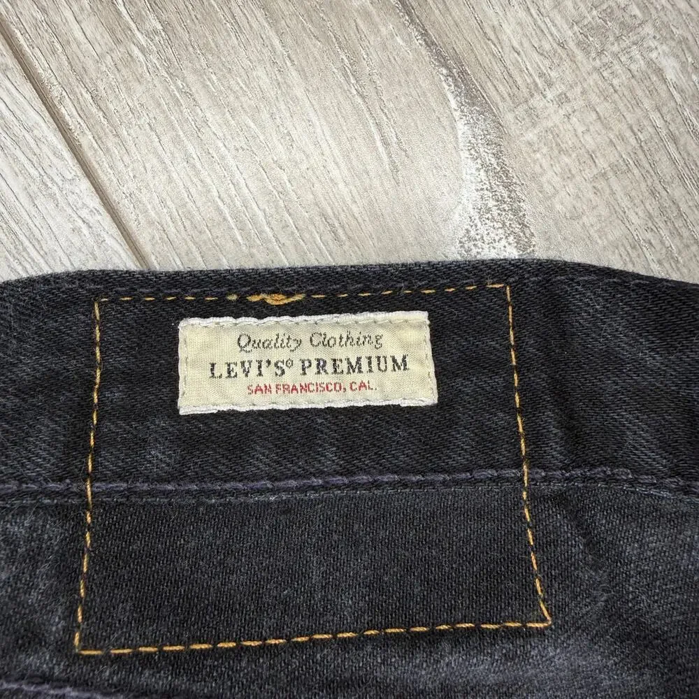 Men’s Levi’s Premium 501 Original Fit Jeans Washed Blk Denim W32 L32 Button Fly